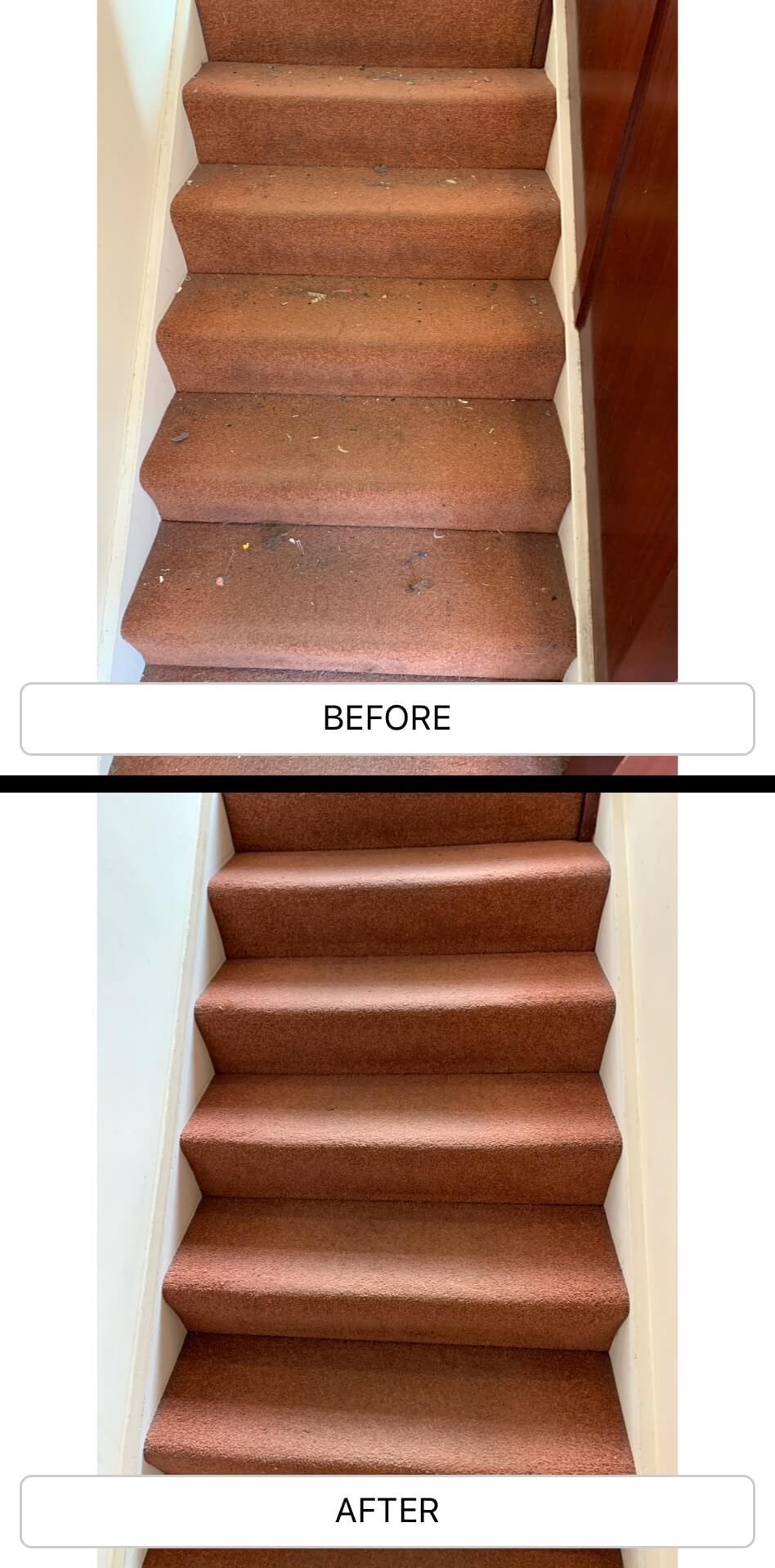 stairs before and after a move out cleaning in wimbledon sw19