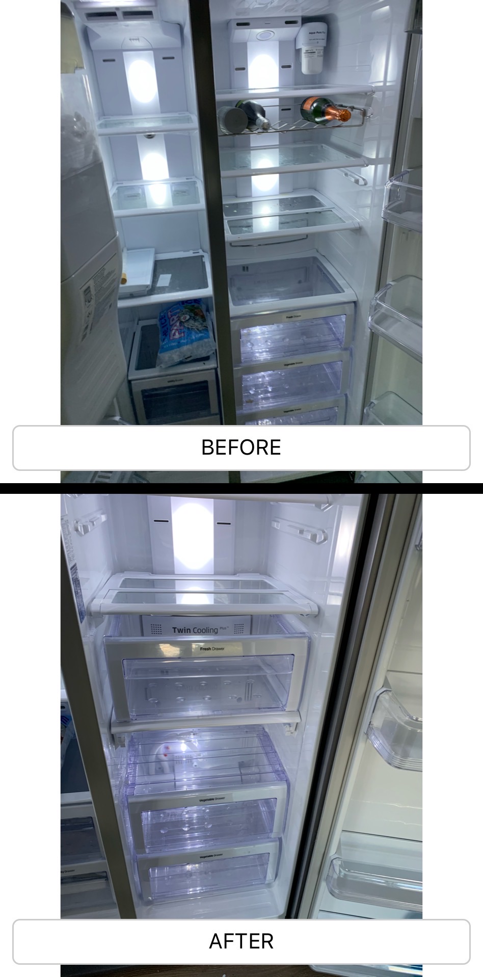 fridge freezer before and after move in cleaning service in wimbledon