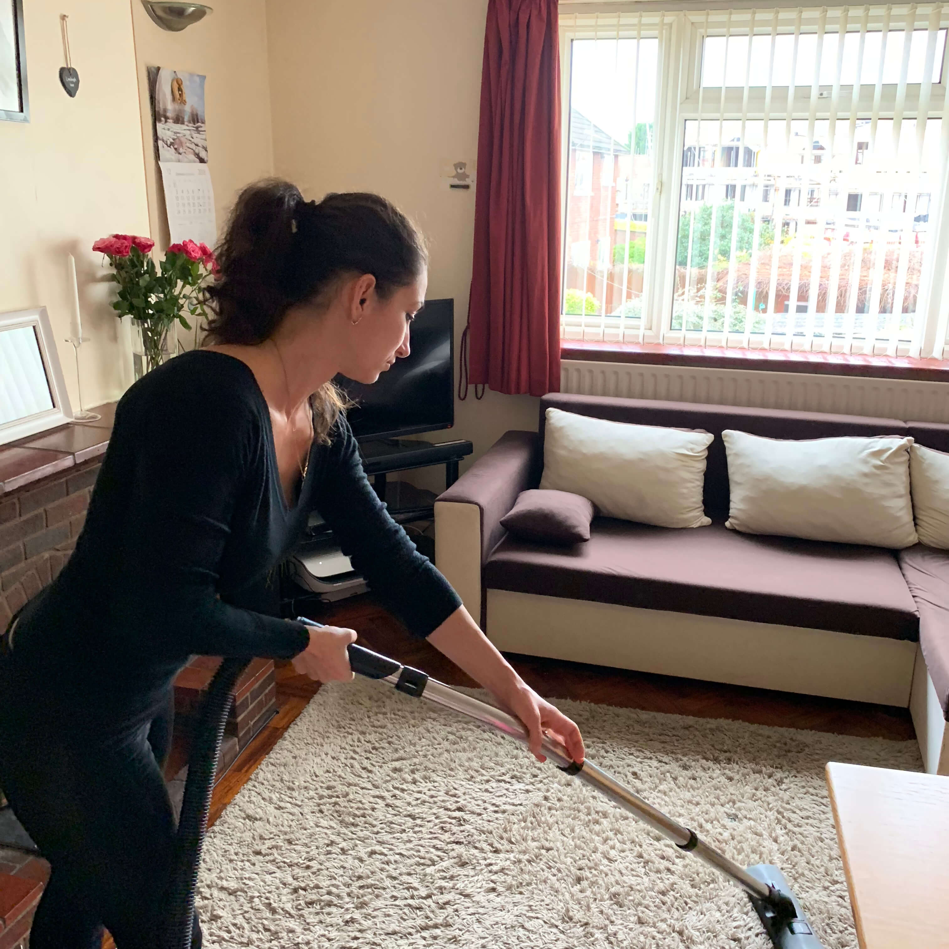 lady cleaner do a professional cleaning services in private property
