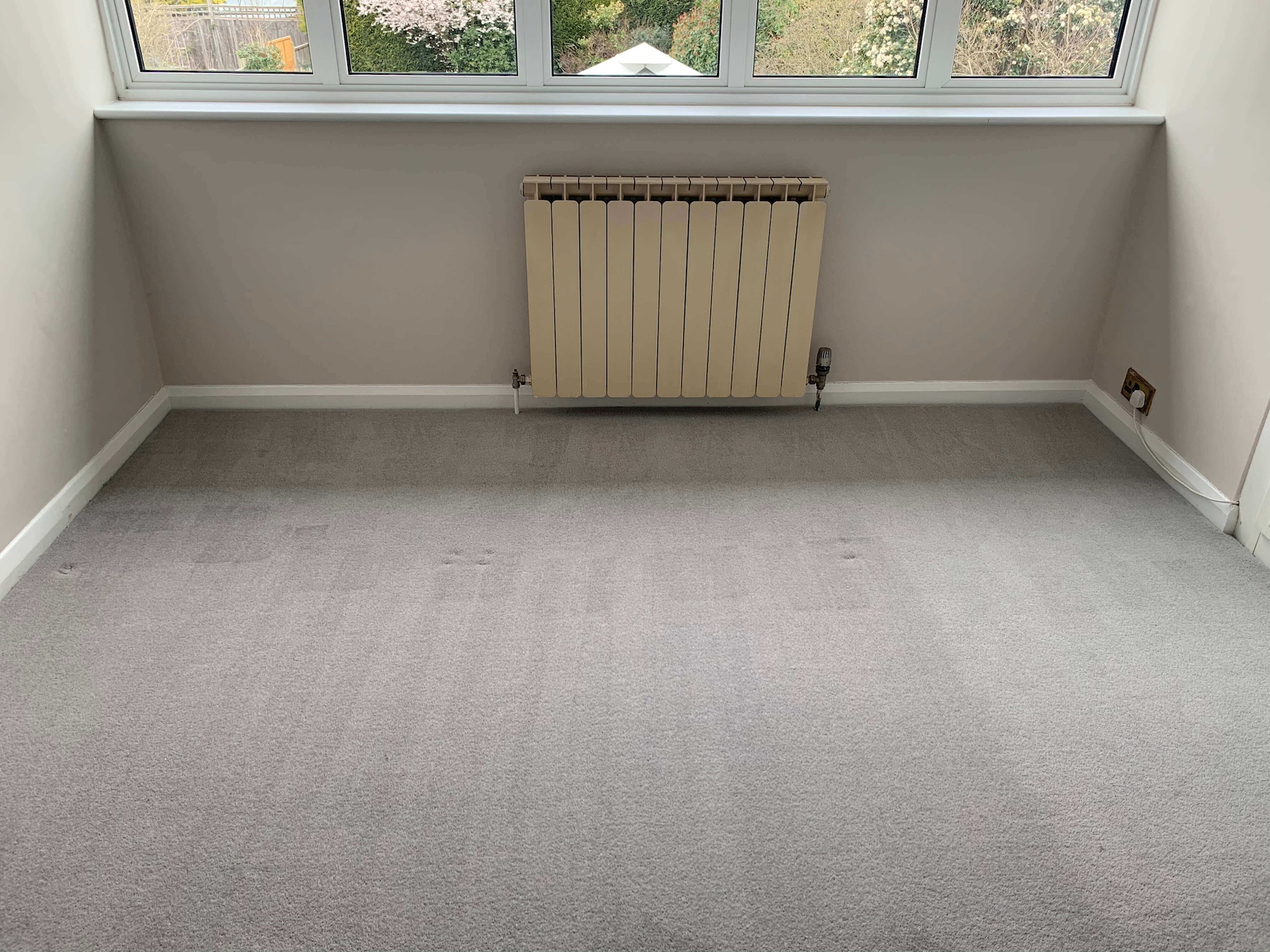 Spotlessly clean and refreshed carpeted bedroom in Battersea SW11, perfectly prepared for new tenants following a comprehensive after tenancy clean service.