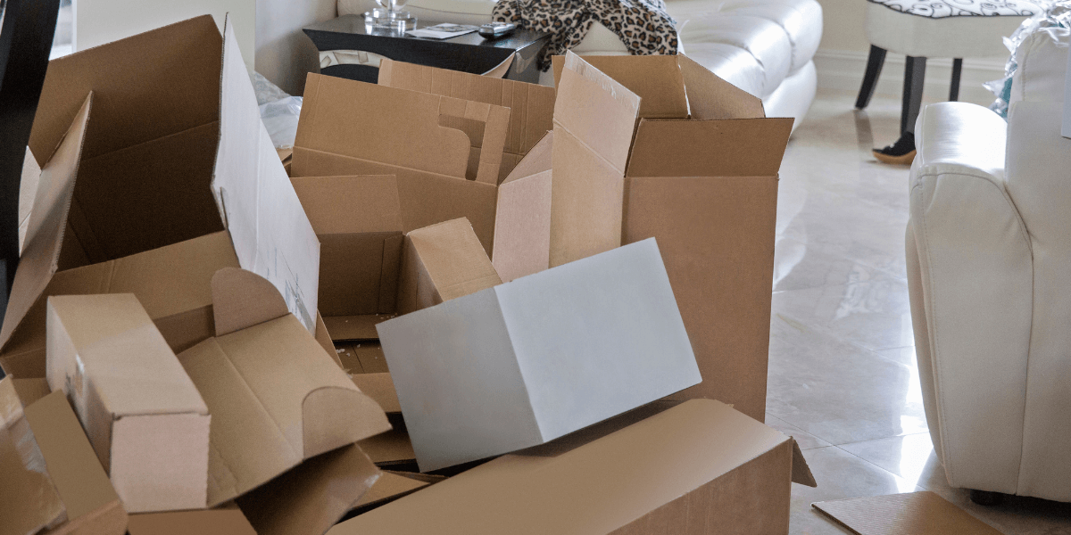Boxes packed and ready for a professional move-out cleaning service